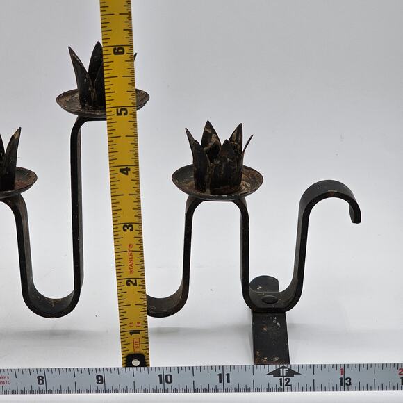 Vintage Wrought Iron Candelabra Black 5 Taper Holder Jean Royere Style MCM - Picture 5 of 5